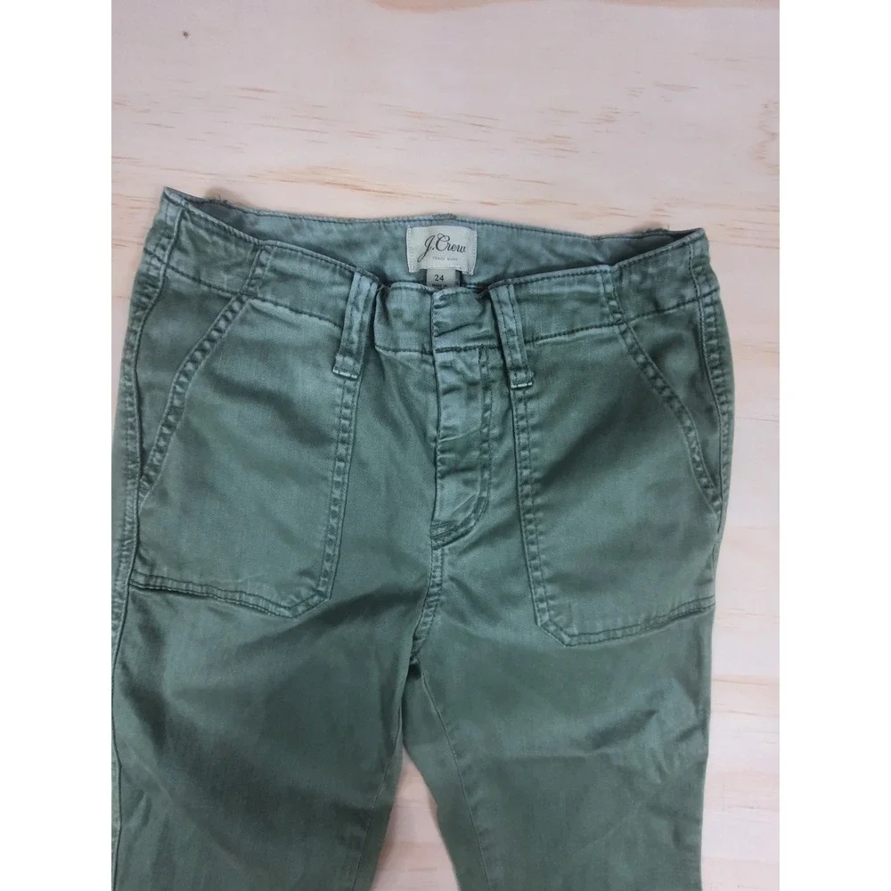 J. Crew‎ Womens Utility Chino Pants Olive Green Slim Fit Patch Pocket Size 24